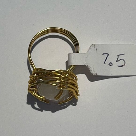 ✨ RUTILATED QUARTZ NATURAL WIREWRAPPED GEMSTONE CHUNKY RING ✨ - Picture 4 of 7